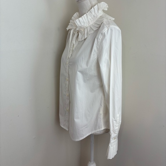 Alex Mill Aurora White Ruffled Button Down Blouse Size Small - Picture 7 of 8